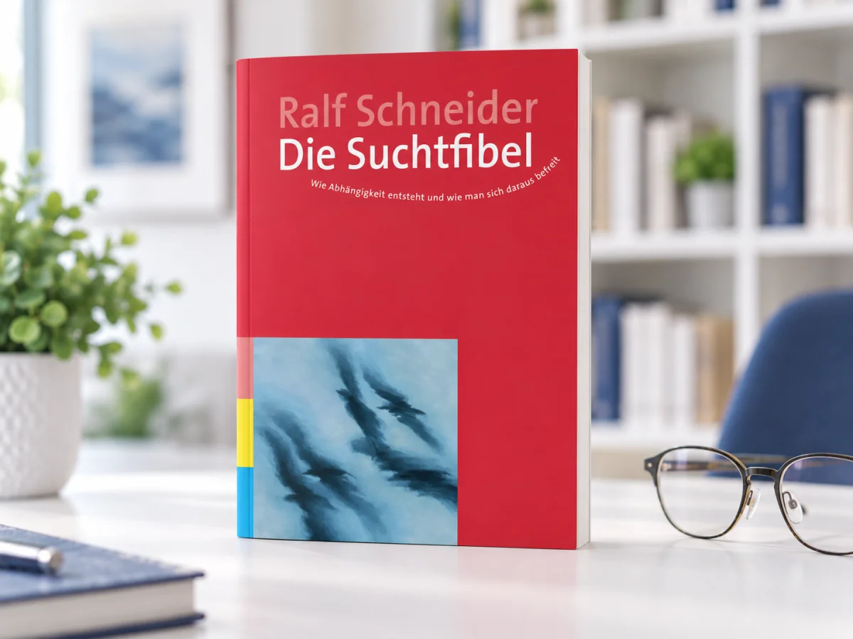 Die Suchtfibel von Ralf Schneider auf einem Beratungstisch